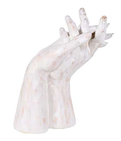 ESCULTURA DECORATIVA EM RESINA MAOS OFF WHITE 26CM