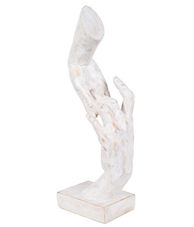 ESCULTURA DECORATIVA MAOS UNIDAS EM RESINA OFF WHITE 35,5CM