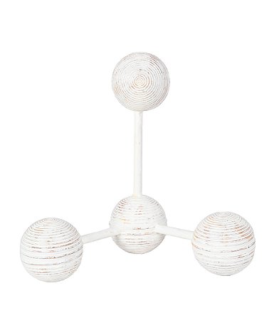 ESCULTURA ESFERAS DECORATIVAS EM RESINA OFF WHITE 13,5CM