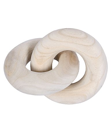 ESCULTURA DECORATIVO ELOS EM MADEIRA NATURAL 5X17CM