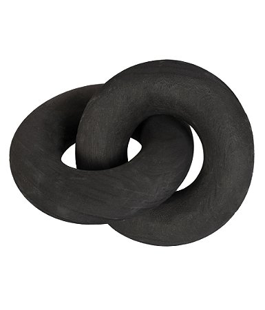 ESCULTURA DECORATIVA ELOS EM MADEIRA PRETO 17X26CM