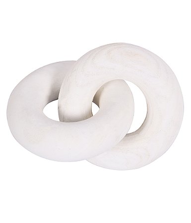 ESCULTURA DECORATIVO ELOS EM MADEIRA BRANCO 5X17CM