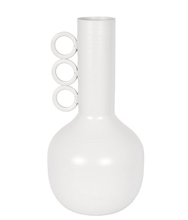 VASO GARRAFA DECORATIVO EM METAL OFF WHITE 22CM