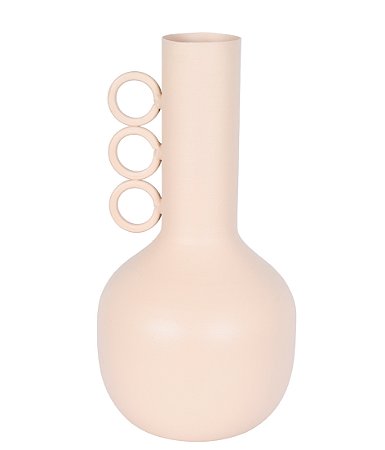 VASO GARRAFA DECORATIVO EM METAL BEGE 22CM