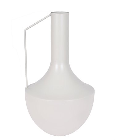 VASO GARRAFA DECORATIVO EM METAL COM ALCA OFF WHITE 28CM