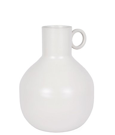 VASO BOJUDO DECORATIVO EM METAL OFF WHITE 15CM