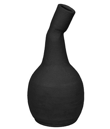 VASO DECORATIVO MINIMALISTA EM CERAMICA G PRETO 30CM