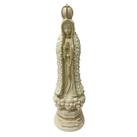 ESCULTURA NOSSA SRA DE FATIMA COM APLIQUE RENOIR 33CM