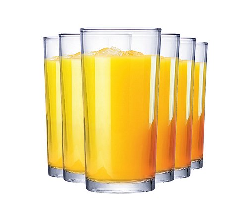 Jogo de 6 Copos de Vidro Long Drink para Água e Suco 255ml