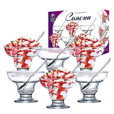 CJ SOBREMESA NEW CANCUN C/ 12 PCS TAÇAS E COLHERES