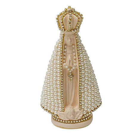 ESCULTURA NOSSA SRA  APARECIDA COM PEROLAS DE 14,5CM