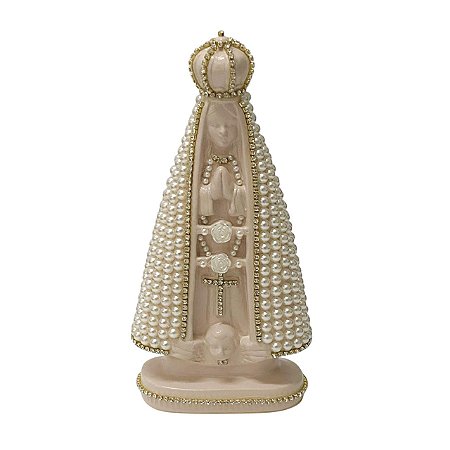 ESCULTURA NOSSA SRA APARECIDA COM PEROLAS E STRASS 20CM