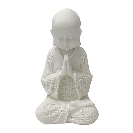 ESCULTURA DECOR MONGE CARECA ORACAO EM PO DE MARMORE 16,5CM