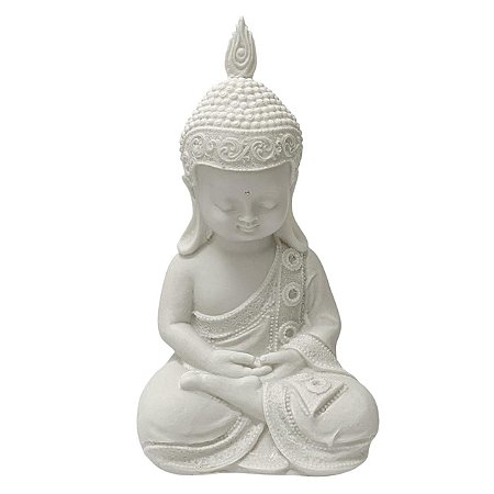 ESCULTURA DECORATIVA MONGE MEDITANDO EM PO DE MARMORE 25CM