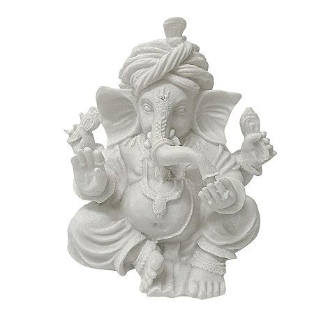 ESCULTURA GANESHA DECORATIVO EM PO DE MARMORE 16,5CM