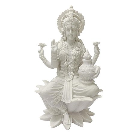 ESCULTURA DECORATIVA LAKSHMI NOVA EM PO DE MARMORE 31CM