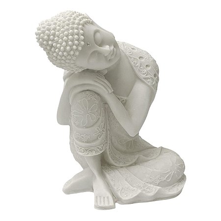 ESCULTURA BUDA DECORATIVO SONHADOR EM PO DE MARMORE 21CM