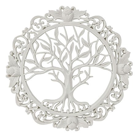 QUADRO MANDALA ARVORE DA VIDA EM PO DE MARMORE 37CM