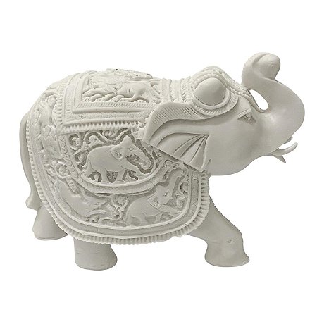 ESCULTURA ELEFANTE DECORATIVO BALISUM EM PO DE MARMORE 20CM