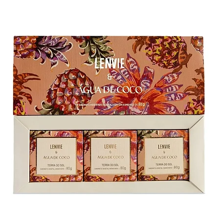 KIT 3 SABONETE BARRA TERRA DO SOL AGUA DE COCO 80G LENVIE