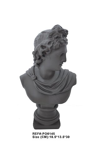 BUSTO DECORATIVO 28X18 EM RESINA CINZA