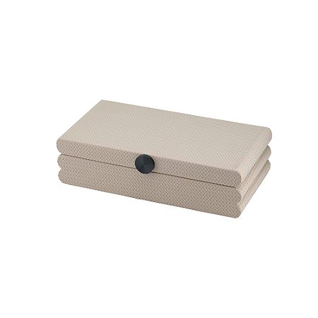 CAIXA DECORATIVA 30X15,5X8 CM EM COURO SINTETICO CINZA CLARO