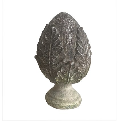 ESCULTURA DECORATIVA 23X13 CM PINHA RUSTICA EM RESINA CINZA