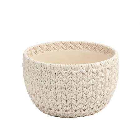 VASO DECORATIVO TRAMADO EM CIMENTO BRANCO 21X13 CM