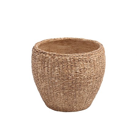 VASO DECORATIVO TRAMADO EM CIMENTO MARROM 15X18 CM