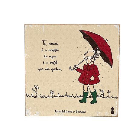 QUADRO BOX TU MENINA EM MDF AMANHA TE CONTO UM SEGREDO 12x12