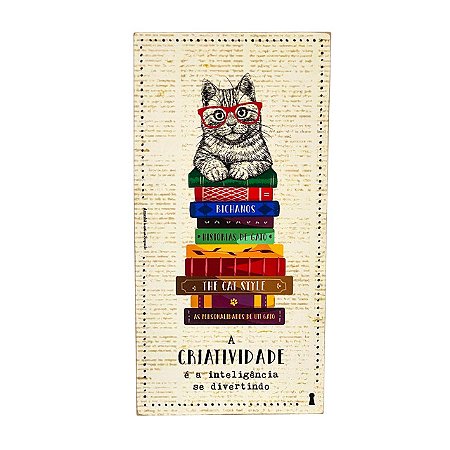 QUADRO BOX GATO LIVROS EM MDF 15x30