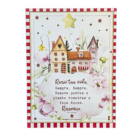 Quadro Box Recria tua vida Branco em MDF 30x40