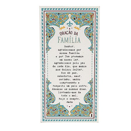 QUADRO BOX ORACAO DA FAMILIA EM MDF 15x30