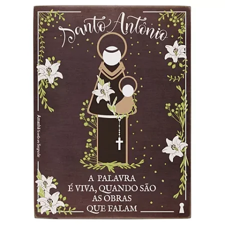 QUADRO BOX DECORATIVO SANTO ANTONIO EM MDF 15X20