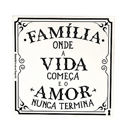 QUADRO BOX FAMILIA VIDA AMOR EM MDF 25X25