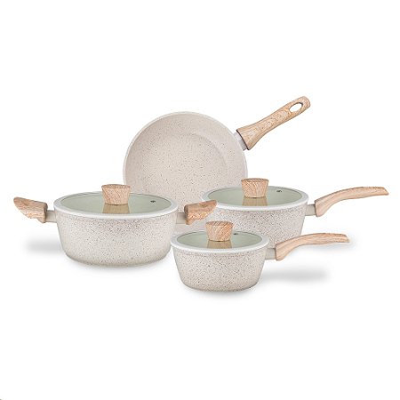 Jg Panela Cucina Cerâmico 4Pçs Bege Vanilla Bianchini