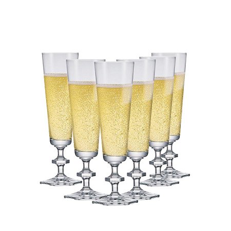 JOGO DE 6 TACAS DE CRISTAL CHAMPAGNE RITZENHOFF