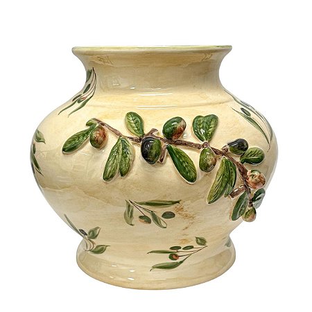 CACHEPOT AZEITONA RELEVO OLIVEIRAS EM CERAMICA LUIZ SALVADOR