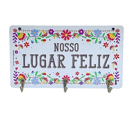 Porta Chaves Nosso lugar feliz em MDF