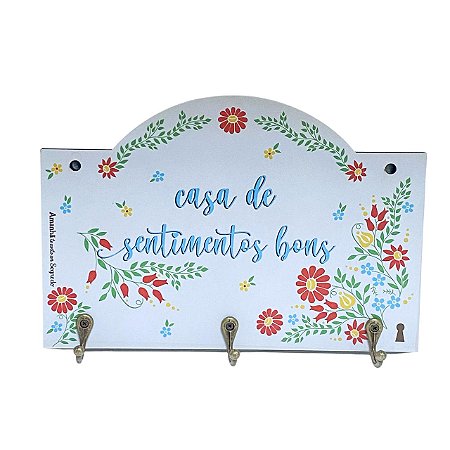 Porta Chaves Casa De Sentimentos em MDF