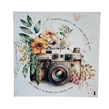 Quadro Box  Maquina fotografia 40x40 em MDF