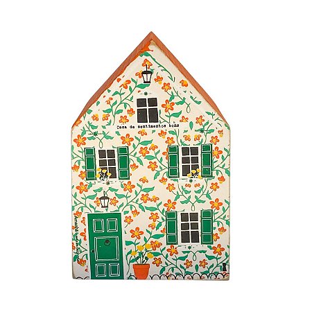 Enfeite Casinha Bloco decorativo Sentimento Bom  em MDF 15cm