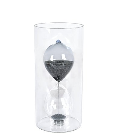AMPULHETA DE VIDRO 1.30 MINUTOS CINZA GRILLO
