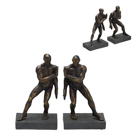 JOGO PORTA LIVROS DECORATIVO RESINA 24,5 CM ESPRESSIONE