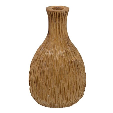 VASO DECORATIVO MADEIRA 30CM MARROM ESPRESSIONE
