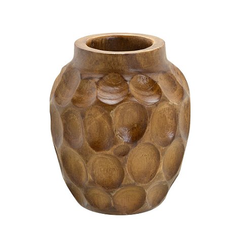 VASO DECORATIVO MADEIRA 26CM ESPRESSIONE MARROM