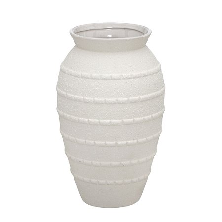 VASO DECORATIVO CERÂMICA 30CM CREME ESPRESSIONE