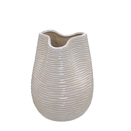 VASO DECORATIVO CERÂMICA 22CM ESPRESSIONE CREME E MARROM