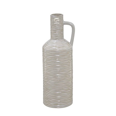 VASO DECORATIVO CERÂMICA 39CM ESPRESSIONE CREME E MARROM