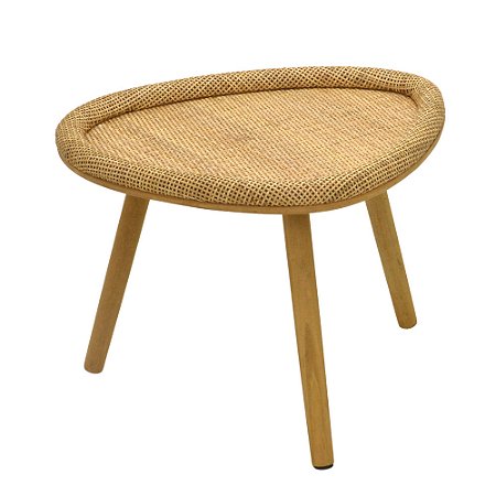 MESA DECORATIVA EM MADEIRA E RATTAN 39X48CM ESPRESSIONE